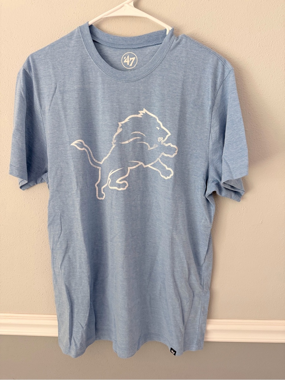 47 Brand Detroit Lions Light Blue Heather Graphic T-Shirt Size Large